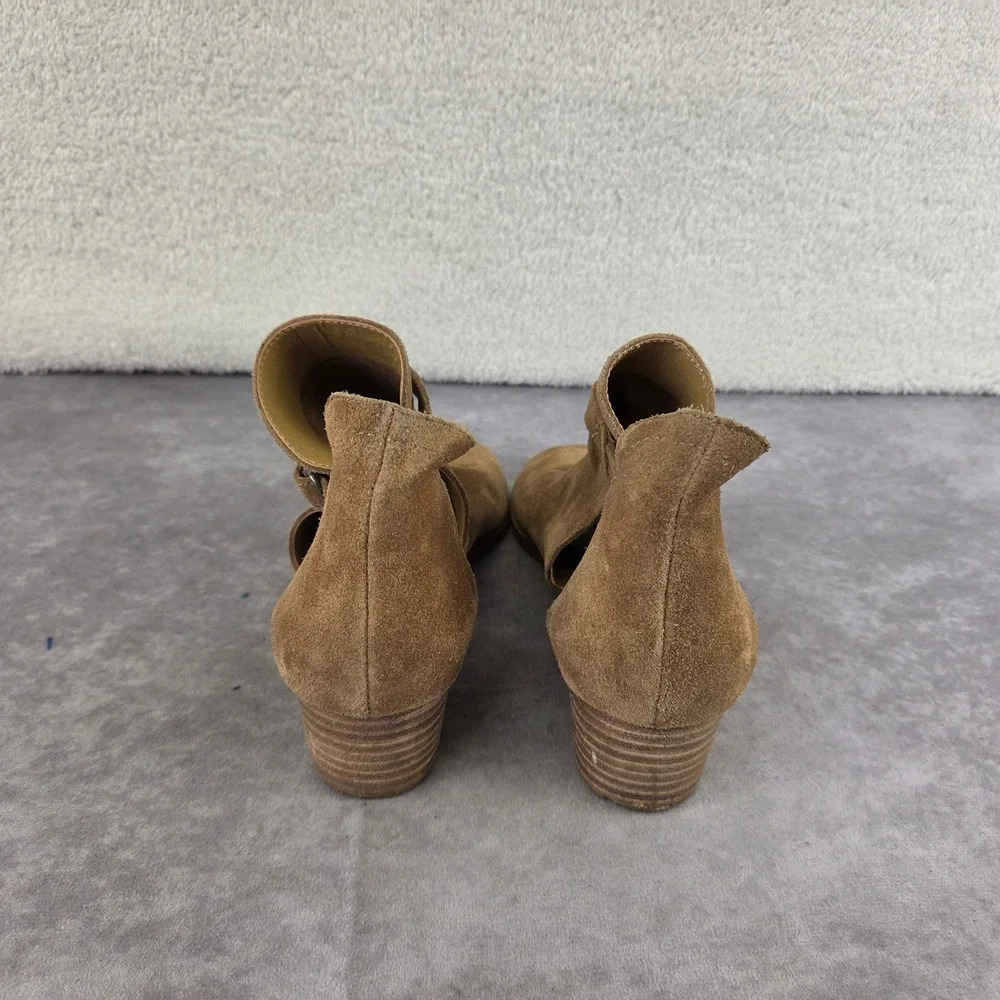 Lucky Brand Suede Peep Toe Wedge Sandals Tan Ankle Wrap Boho S1963
